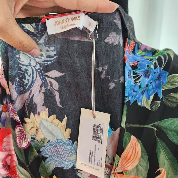 NEW Johnny Was Neon Jungle Mix Tier Dress Women S Silk Blend Tropical Boho Beach - Picture 10 of 13